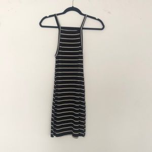Ribbed Reformation mini black and white dress